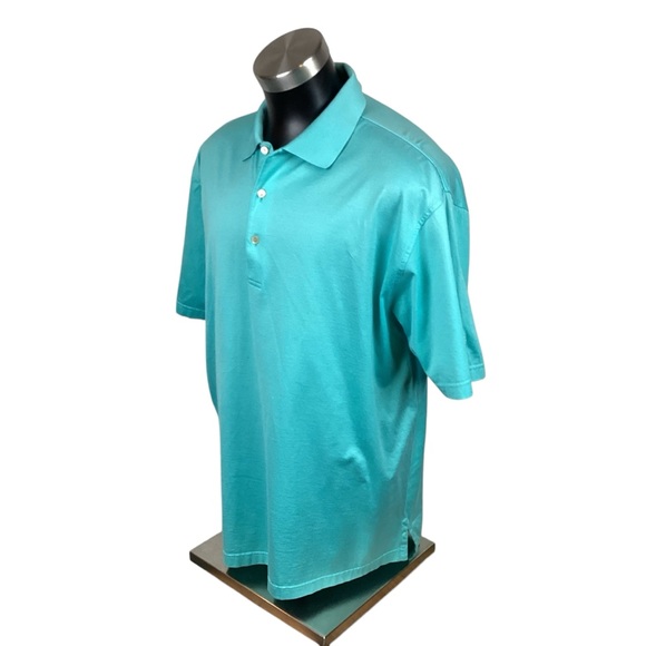 Peter Millar Polo Short Sleeve Cotton Shirt Turquoise - Picture 2 of 11